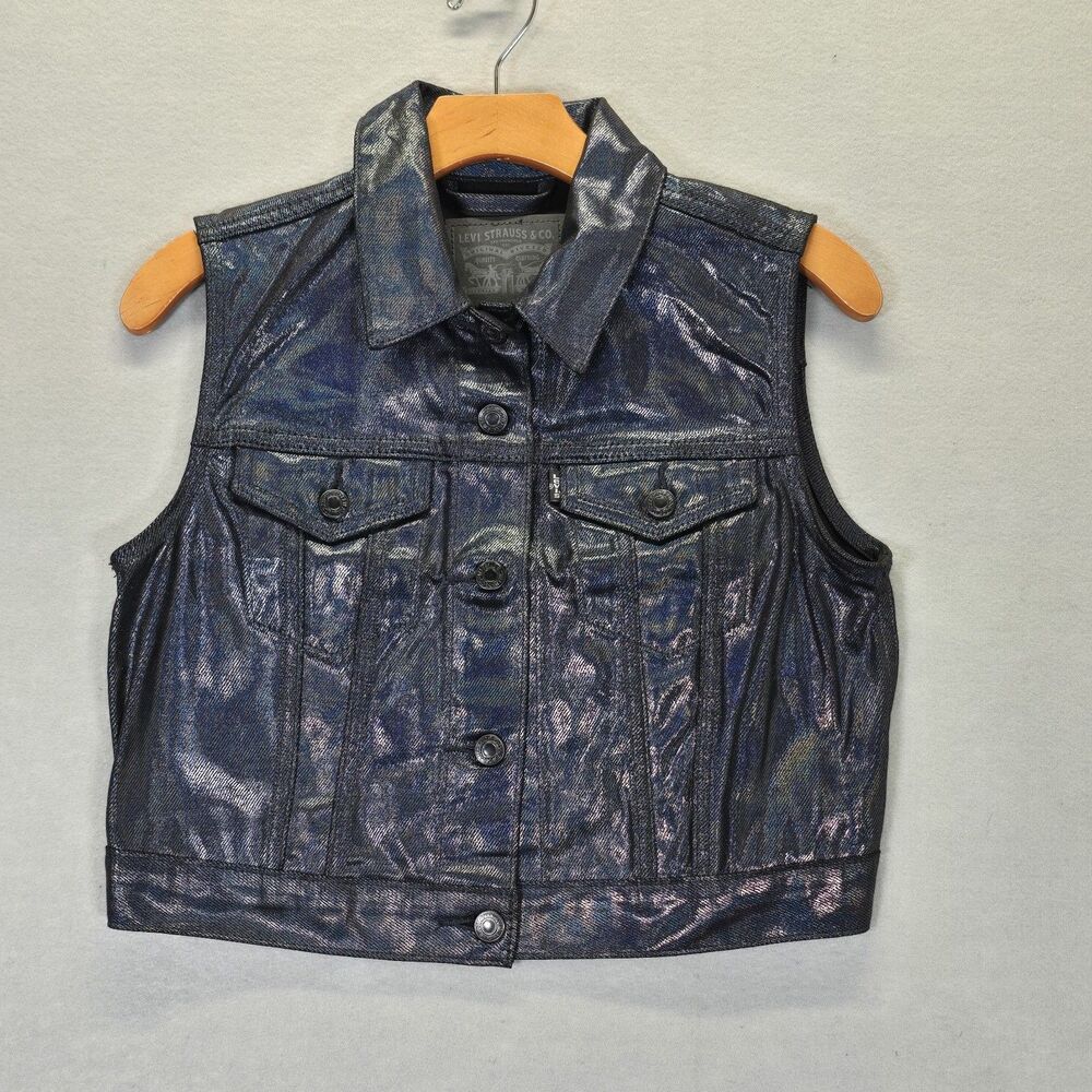 Levi’s Coated Trucker Vest Women's LUMINOUS NIGHT Size Small